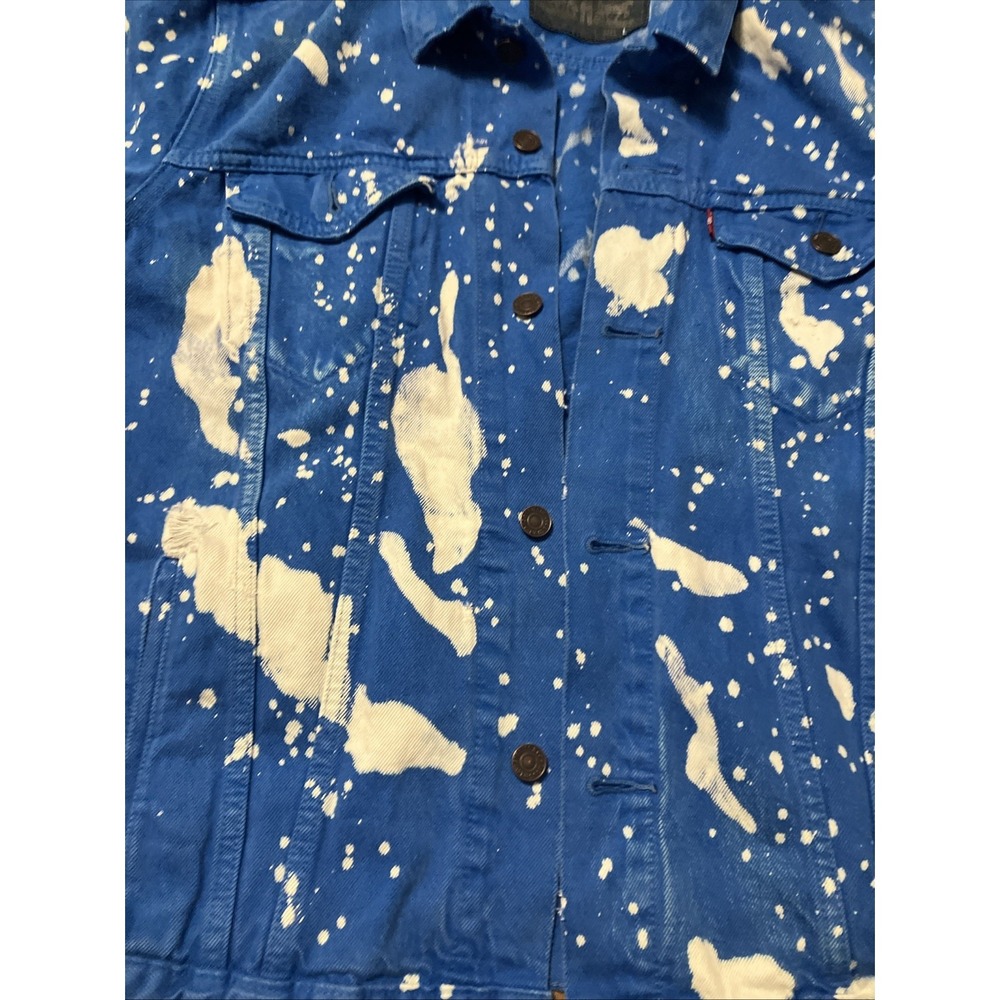 Levi's Blue Denim Jacket with White Paint Splatter - Picture 2 of 9